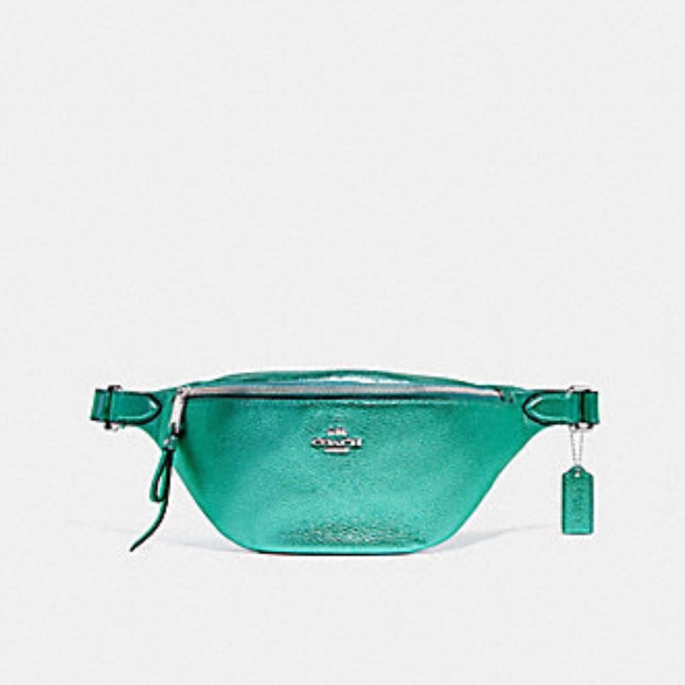 💥SOLD💥Coach Green metallic pebbled leather fanny - Picture 1 of 7